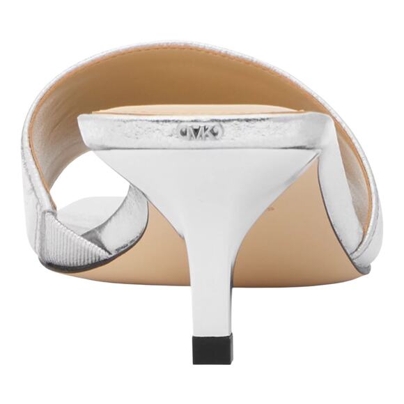 Michael Kors Women's Merriam Kitten Heel Slide Sandals Silver Size 8 M - Picture 3 of 4